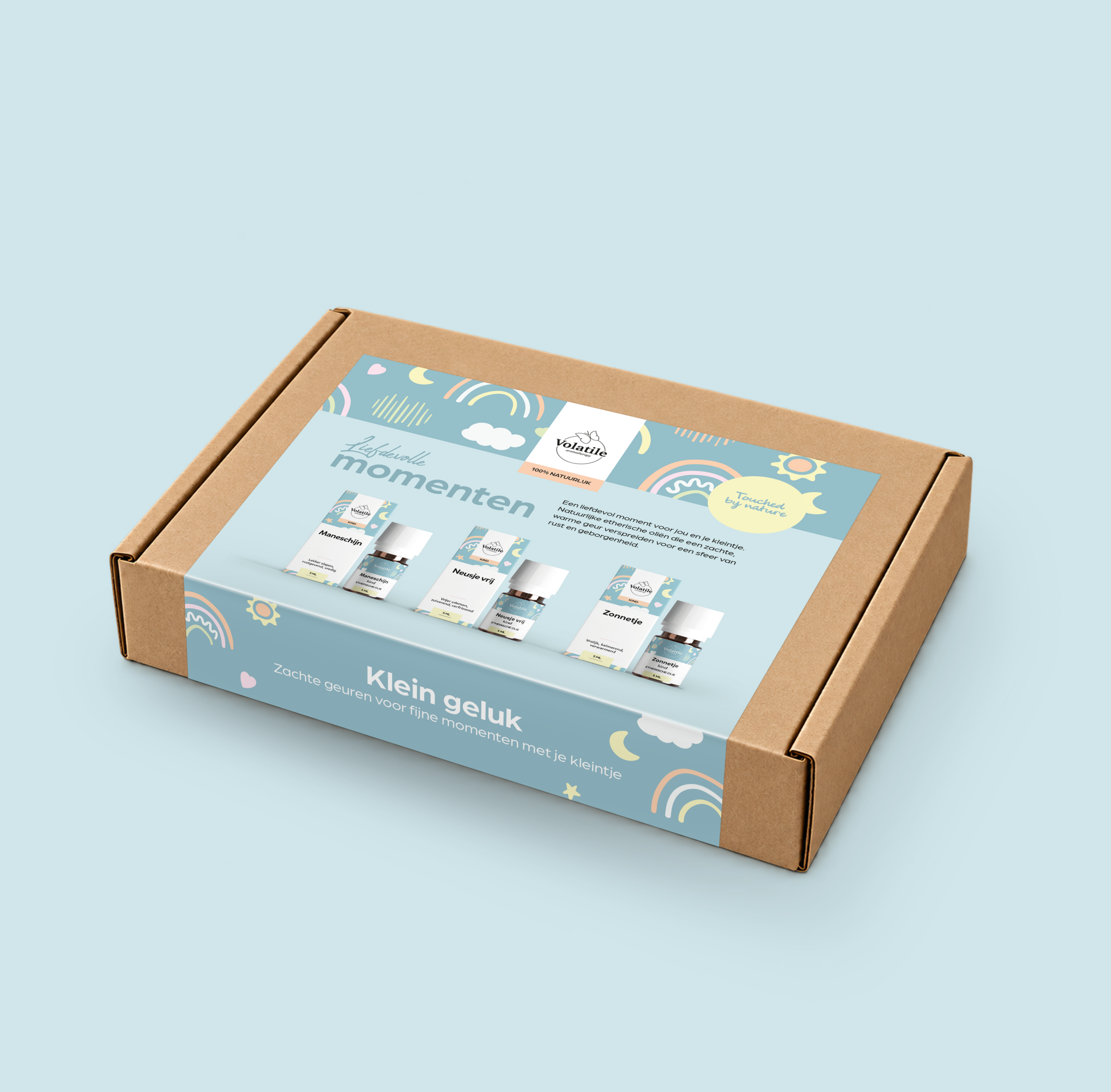 Volatile Themabox Baby met Maneschijn, Neusje vrij en Zonnetje, drie flesjes van 5 ml.